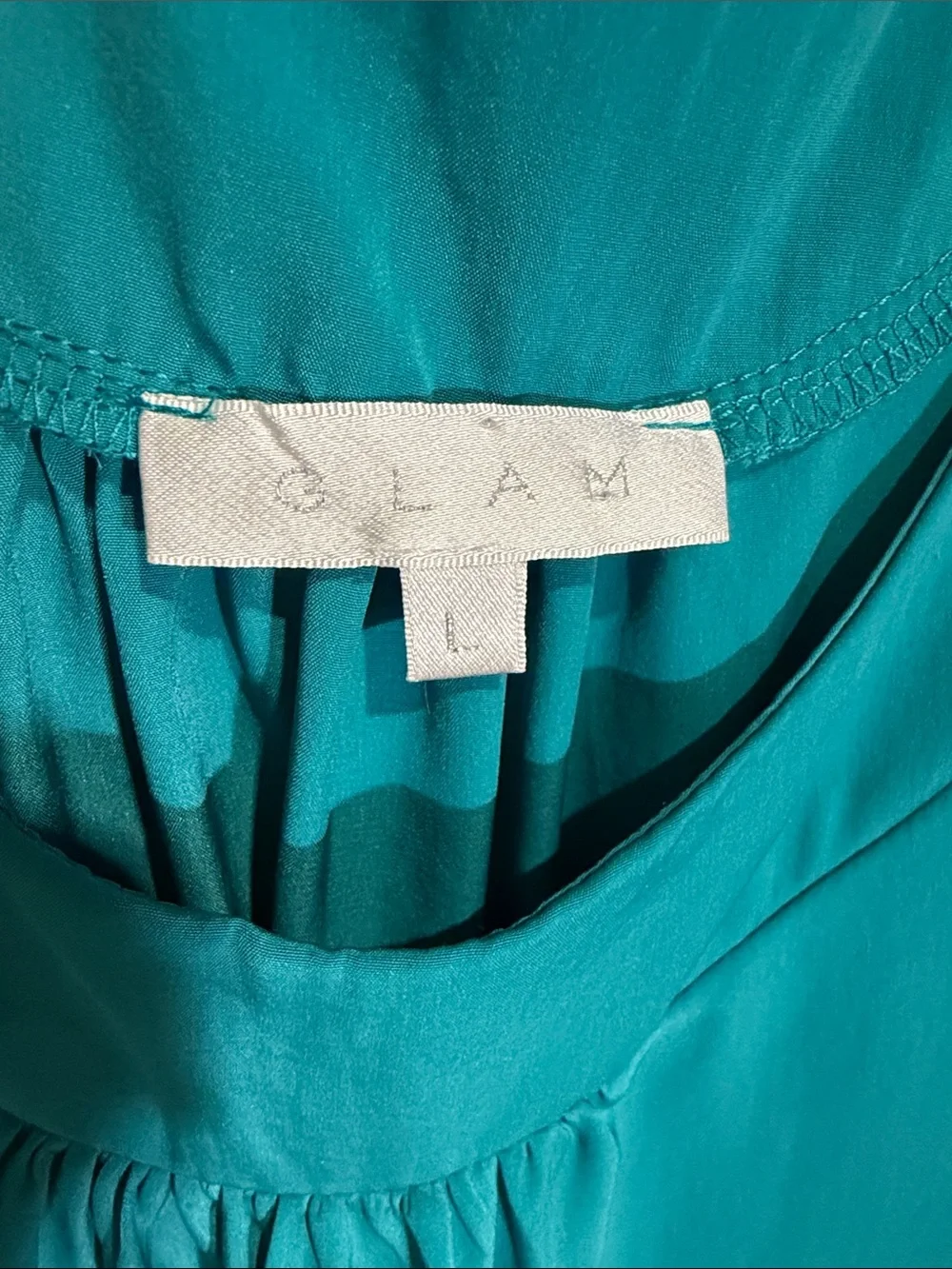 glam Teal Satin Cold-Shoulder Dress